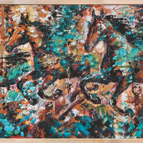 Tchnienie natury, olej na płótnie, 100 x 50 cm, 2021r, Krystyna Róż-Pasek (Kopiowanie)